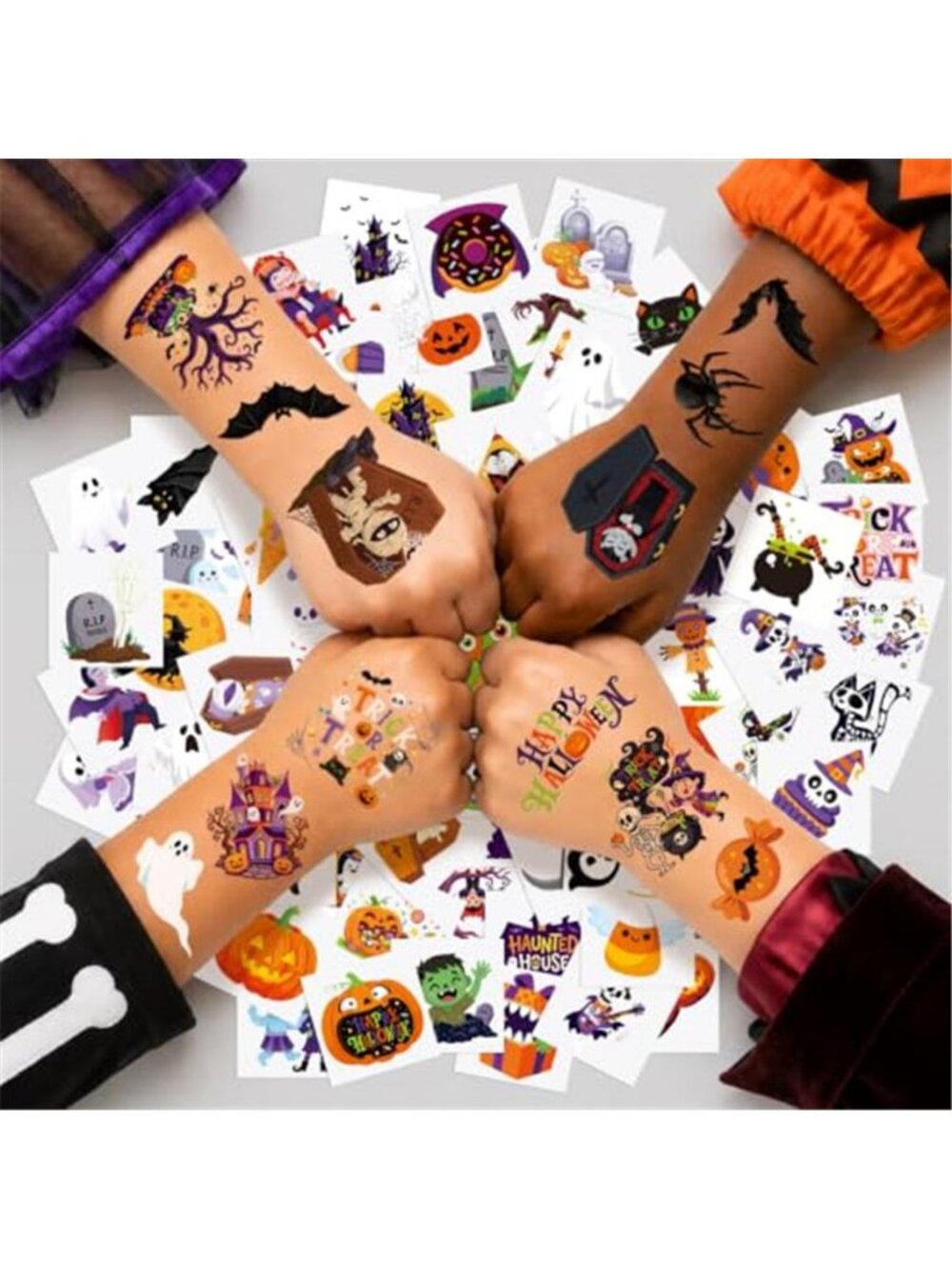 140 PCS Halloween Party Decorations, Halloween Temporary Tattoos for Kids, Fake